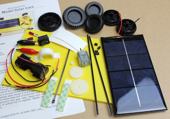 Parts to build a model solar car